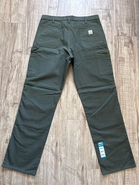 Carhartt Men’s Dark olive Green Duck Canvas Work Pants relaxed fit workwear